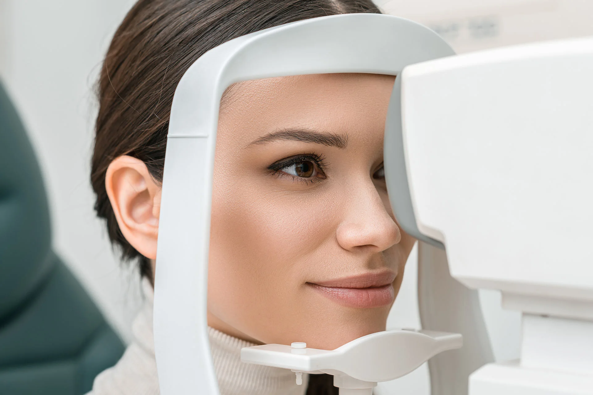 Woman in eye examination